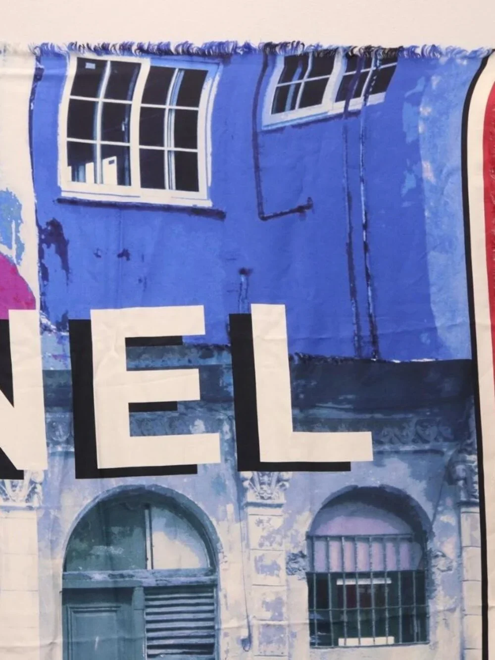 CHANEL Large Format Scarf Scarf Silk Blue CC Auth ka4900V